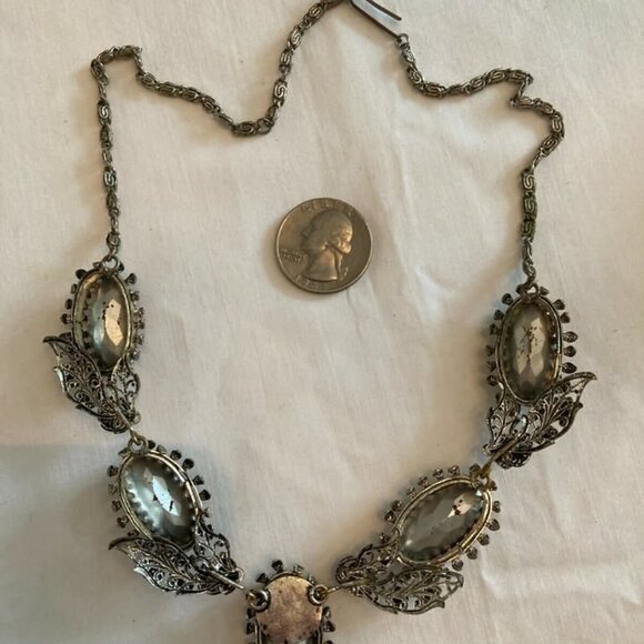 Vtg Czecho  ? art nouveau aurora borealis glass necklace - Picture 4 of 4